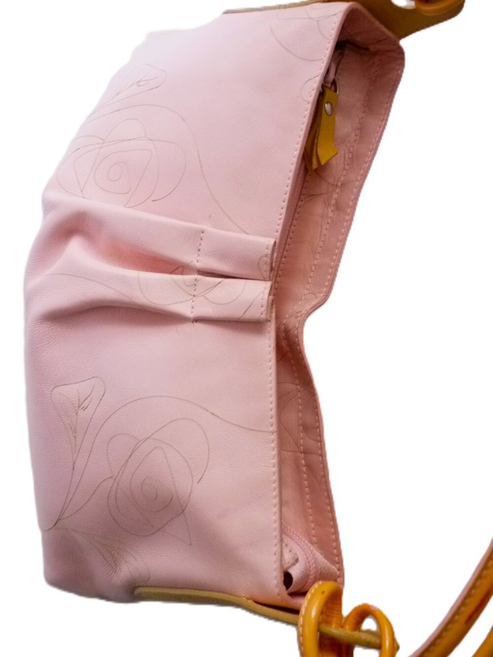 Furla pink floral leather shoulder bag